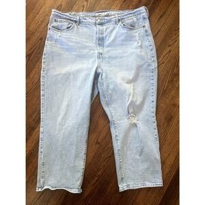 Levi's Women's Premium Denim Ribcage Straight Light Wash Denim Jeans - 22W